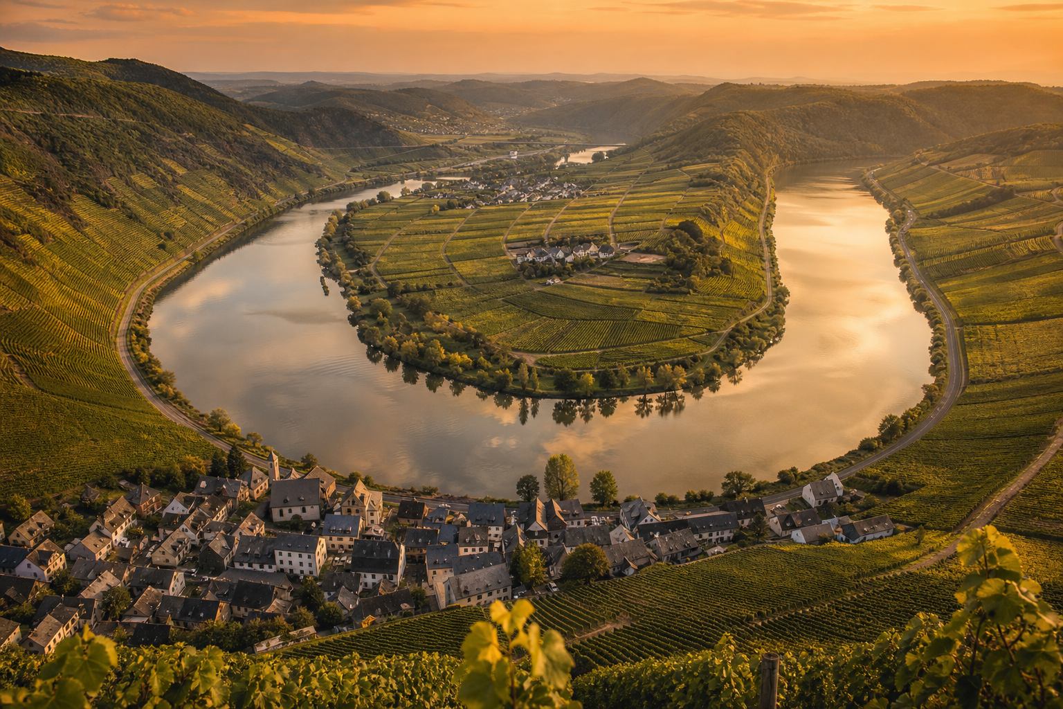 Moselweinberge in der Abendsonne